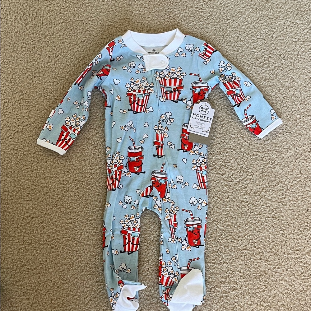 Honest Baby Blue Popcorn Print One Piece